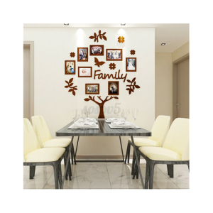 LookNBuy Frame Set Family Tree With Butterfly Acrylic Wall Art (0037)-Brown