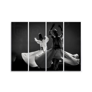 Maguari Sufi Canvas Medium Wall Frame 4 Pcs Black & White (0690)