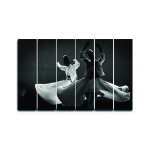 Maguari Sufi Canvas Medium Wall Frame 6 Pcs Black & White (0692)