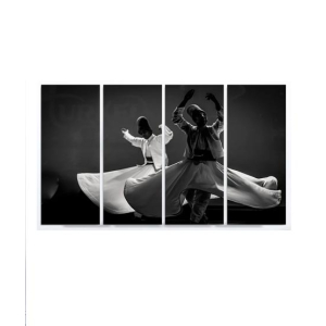 Maguari Sufi Canvas Small Wall Frame 4 Pcs Black & White (0710)