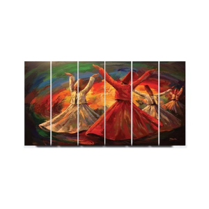 Maguari Sufi Redish Canvas Small Wall Frame 6 Pcs (0688)