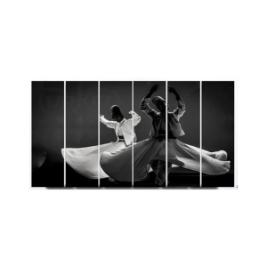 Maguari Sufi Turning Small Wall Frame 6 Pcs Black & White (0698)