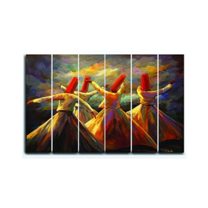 Maguari Sufism Oil Painting Synthetic Canvas Small Wall Frame 6 Pcs (0722)