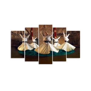 Maguari Sufism Vintage Synthetic Canvas Small Wall Frame 6 Pcs (0675)