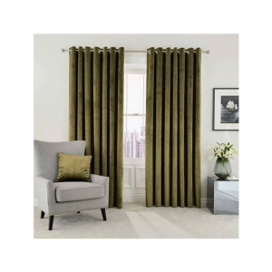Maguari Velvet Jacquard Curtains 2 Pcs Mehndi Color