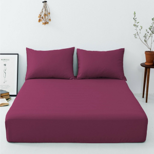 Maguari Luxury Cotton Fitted Single Bed Sheet With Pillow Cover Burgundy