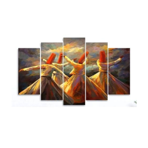 Maguari Sufi Turning Canvas Medium Wall Frame 5 Pcs (0685)