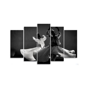 Maguari Sufism Canvas Medium Wall Frame 5 Pcs Black & White (0665)