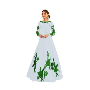 Azhari Traders Embroidery Long Maxi With Trouser-White
