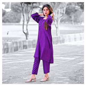Vcare Natural 2 Pieces Casual Suit For Women Light Purple - ML-Small