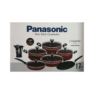 Non Stick Cookware Set Maroon - 17 Pcs (0049)
