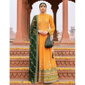 Salitex Suraj Mukhi Dastak Luxury Chiffon Unstitched 3 Piece Suit Yellow (HC-26)