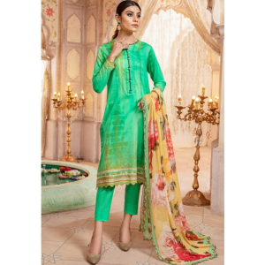 Jahanara Coral Mid Summer '22 Unstitched 3 Piece Suit Spring Green (CJ9-12)