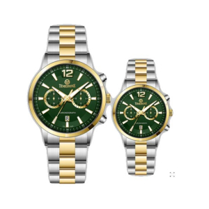 Timezone Oblique Pulse Watch For Men Two Tone Golden (TZ-1323)-Green