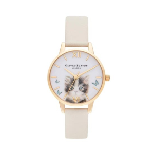 Olivia Burton Illustrated Animals Cat Vegan Women's Watch Beige (OB16WL75)
