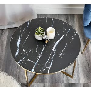 Zeki Decor Modern Coffee Table with Iron Base and Wooden Top