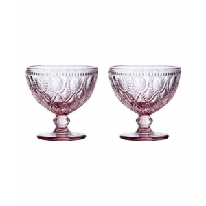 Premier Home Fleur Pink Glass Sundae Dishes Set Of 2 (1404796)