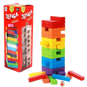 Planet X Jenga Mini Wooden Stacking Game Multicolor - (54Pcs) (PX-12144)