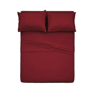 Rainbow Linen Jersey Fitted Bed Sheet Queen Size Maroon (RHP119)