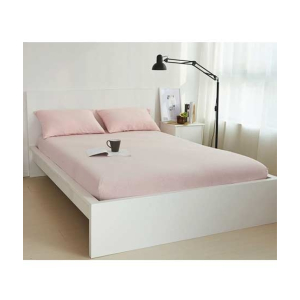 Rainbow Linen Jersey Fitted Bed Sheet Queen Size Pink (RHP113)