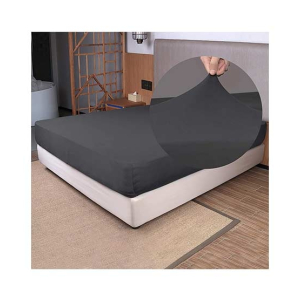 Rainbow Linen Jersey Fitted Bed Sheet Single Size Anthracite (RHP100)
