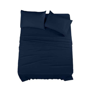 Rainbow Linen Jersey Fitted Bed Sheet Single Size Navy Blue (RHP102)