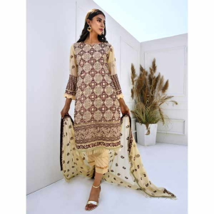 Glittire Aura Collection Vol-1 Unstitched 3 Piece (Sandy Scarlet)
