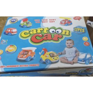 Letsshop Cartoon Car Plastic Car For Kids - 12Pcs