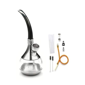 Shop Zone Portable Hookah with Hose and Mini Water Pipe Silver