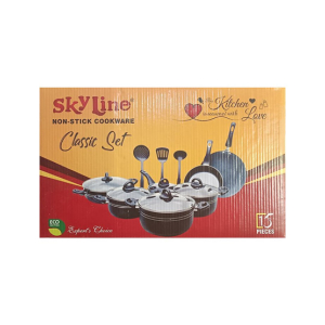 Sky Line Non Stick Cookware Gift Set Black - 15 Pcs
