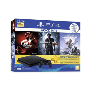 Sony PlayStation 4 500GB Slim Console with Free Games Gran Turismo - Sport, Uncharted 4 and Horizon Zero Dawn