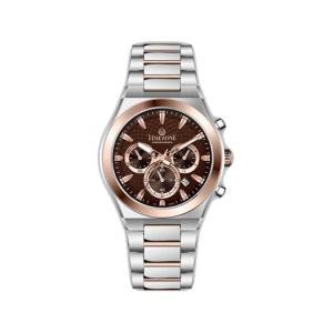 Timezone Timeshift Journey Watch For Men Two Tone Rose Gold (TZ-1328)-Coffee