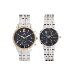 Titan Analog Couple's Watch Silver (17342569KM01)