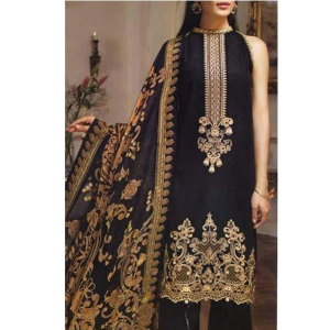 Waqas inc Embroidery Unstitched Lawn 3 Piece Suit (0024)