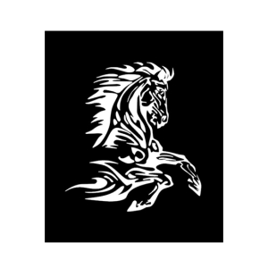 Wish Hub Flames Horse Car Sticker White