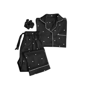 ZamZam Silk Night Suit For Women (AC-127)-Black