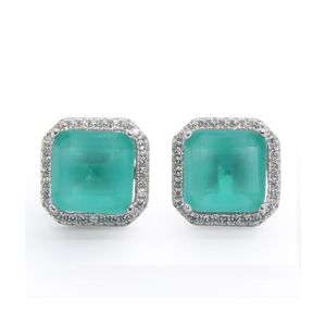 Zed Eye Cyno Squares Earrings For Women Aqua  (ISE122D)