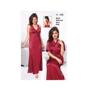 Zehra Collection Flourish Exclusive Bridal Nighty 2Pcs Set Maroon (Fl-606)