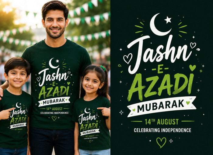 iShopping - Genzshop Jashn-e-Azadi Mubarak Premium Graphic T-Shirt-Medium