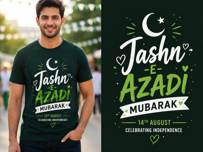 iShopping - Genzshop Jashn-e-Azadi Mubarak Premium Graphic T-Shirt-Small