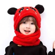 iShopping - SS Mart Winter Children Hat Plus Fleece Kids Wool Caps - Red
