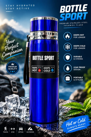 iShopping - Premium Sport Stainless Steel Water Bottle 750ml - Blue