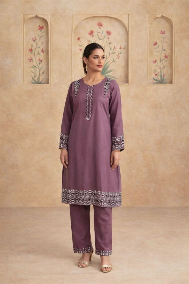 iShopping - HBH Embroidered Purple Kurti