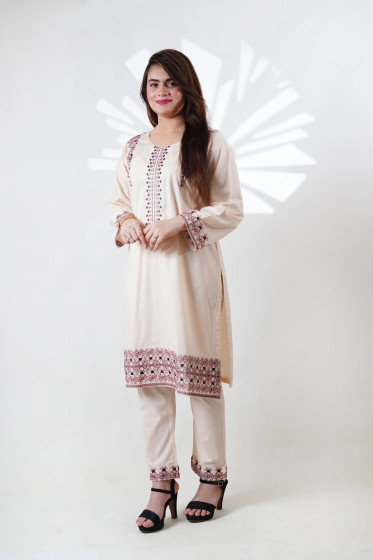 iShopping - HBH Embroidered Beige Kurti