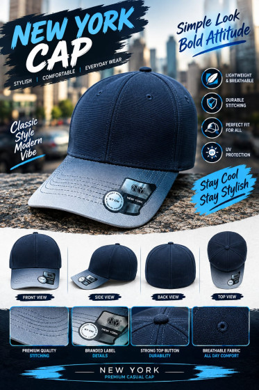 iShopping - Classic Hat Cap Embroidered Design For Men - Blue