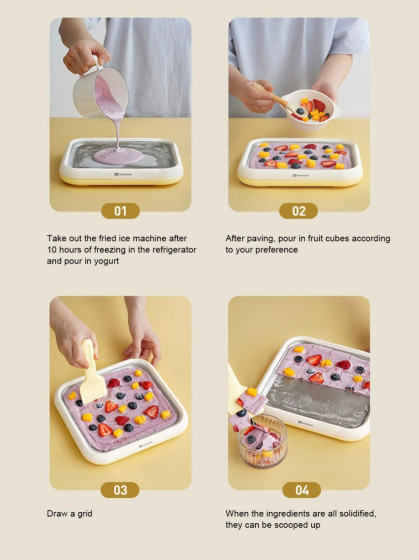 iShopping - DIY Fried Ice Cream Maker Tray with 2 Spatulas Machine for Kids