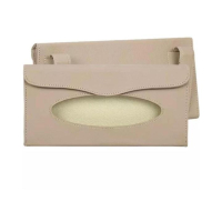 Muzamil Store Car Tissue Box Visor Type PU Leather - Beige