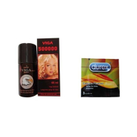 A1 Store Viga 500000 Delay Spray With Durex Pleasure Condoms (3Pcs)
