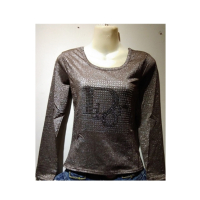 Aini Garments Mix Jersey T-Shirt For Girl Brown & Silver (0001)