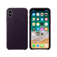 Apple Leather Case For iPhone X/XS - Dark Aubergine